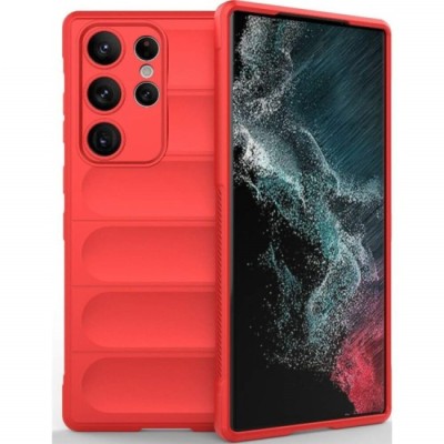 Husa wave, compatibila cu Samsung Galaxy S24 Ultra, Grip Anti-Soc, Tpu, Pure Red foto