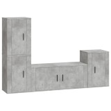 Cumpara ieftin Set dulap TV, 4 piese, gri beton, lemn prelucrat