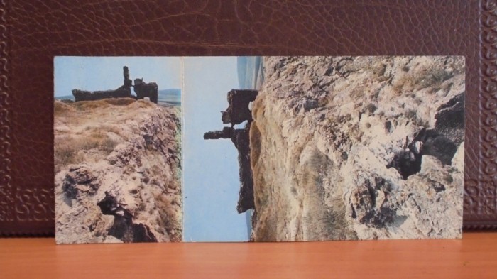 R.S.R. -CETATEA MEDIEVALA ENISALA, JUD. TULCEA,CARTE POSTALA DUBLA-NECIRCULATA