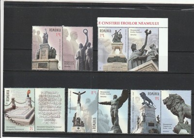 ROMANIA 2018 LP 2215 a MONUMENTE ALE CINSTIRII EROILOR NEAMULUI SERIE CU VINIETA MNH NESTAMPILATA foto