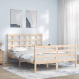 VidaXL Cadru de pat cu tăblie, 140x200 cm, lemn masiv