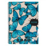 Caiet Matematică A4, Model Fluturi, 4 Subiecte, 128 File, Spiră, Bleu, Oem