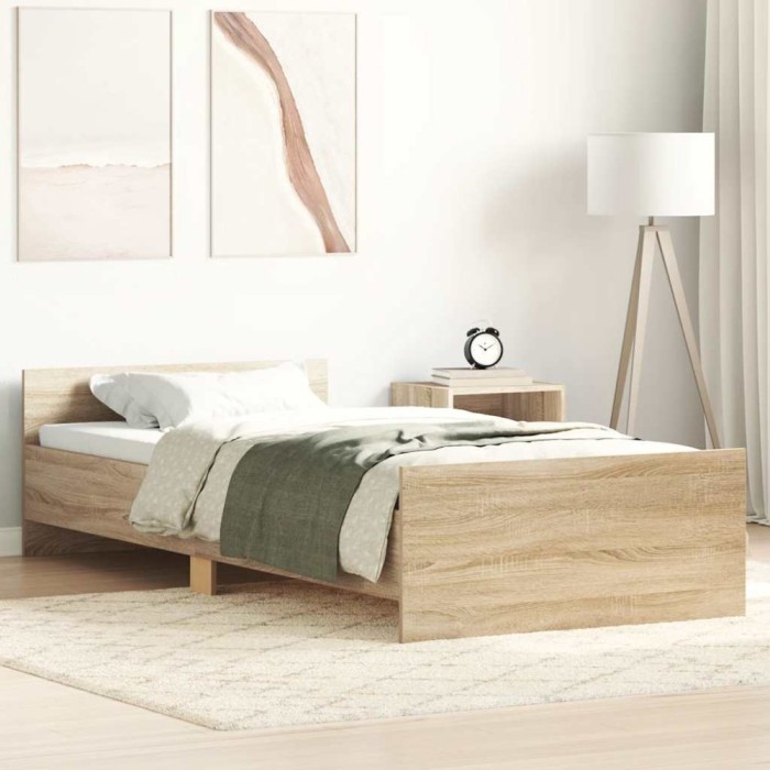 vidaXL Cadru de pat, stejar sonoma, 100x200 cm, lemn prelucrat