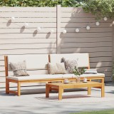 vidaXL Șezlong cu funcție 3-in-1 și perne crem din lemn solid de acacia