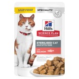 Hill's Science Plan Feline Sterilised Adult Salmon Plic 85g Hrana Umda Pisici Control Greutate Sanatate Urinara Piele Blana Omega-3