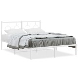 Cumpara ieftin Cadru de pat metalic cu tablie, alb, 135x190 cm
