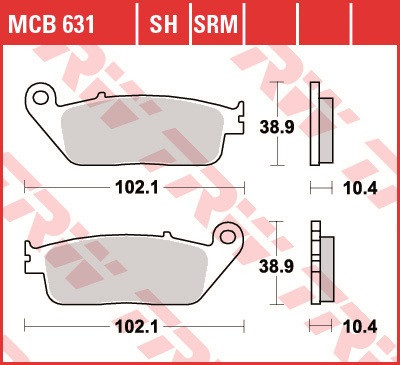 Set placute frana fata TRW MCB631SRM - Yamaha VP 125 X-City - YP 125 R X-Max - VP 250 X-City - YP 250 R X-Max - YP 400 R X-Max foto