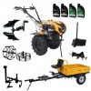 ProGARDEN Pachet Campo 1844 Motocultor 18CP + Remorca RM500C + Plug bilonat + Plug reversibil + Prasitoare + Adaptor + 2 Roti metalice 540x170 + 4L Ul