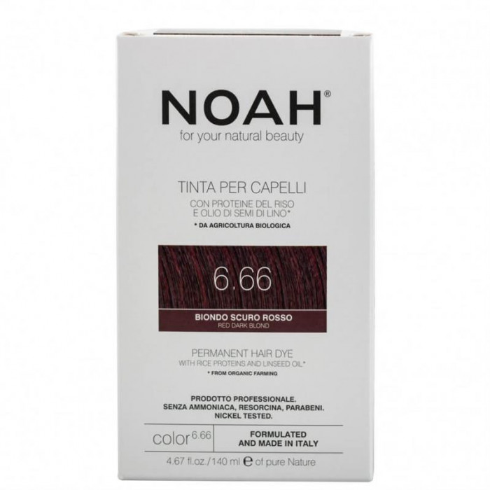 Vopsea de Par Naturala Fara Amoniac Blond Roscat Inchis 6.66 140 mililitri Noah