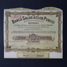 Actiune 1928 Banca salariatilor publici , titlu , actiuni