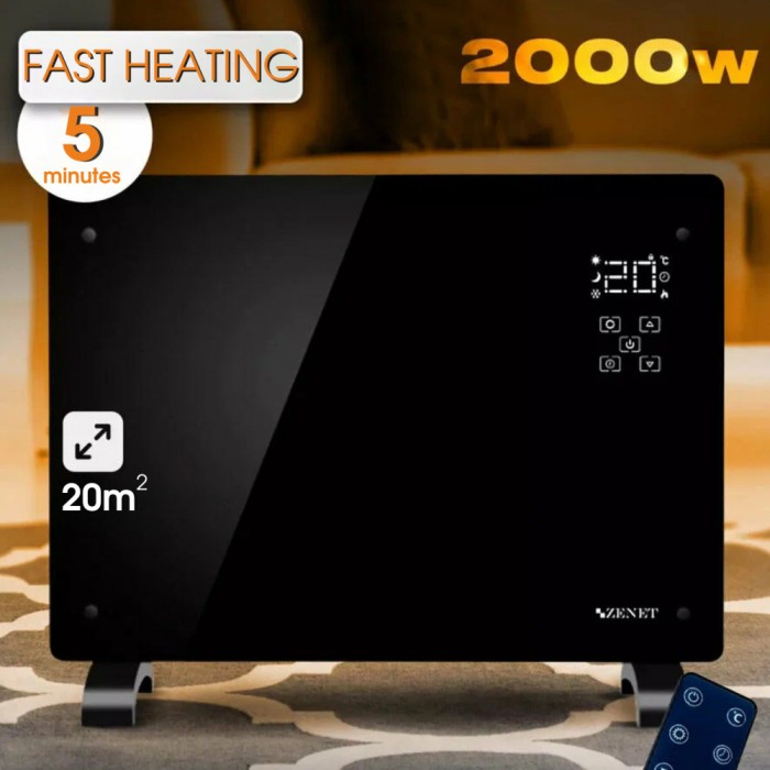 Zenet ZET-530 convector electric de podea/perete, panou de &icirc;ncălzire, din sticlă