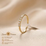 Inel Cinci Lumini , model fin cu zirconia patrate, placat cu aur 14K