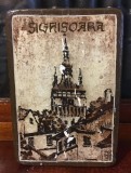 Piesă decorativă vintage SIGHIȘOARA - lemn pictat (7x10 cm.)