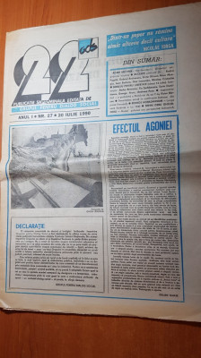 ziarul &amp;quot;22&amp;quot; din 20 iulie 1990- art. maresalul ion antonescu si marian munteanu foto