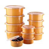 Cumpara ieftin Set 12 Cutii alimente (4X500 ml, 4X1000 ml, 4X2000 ml), Portocaliu, Capac cu dispozitiv de eliberare aer