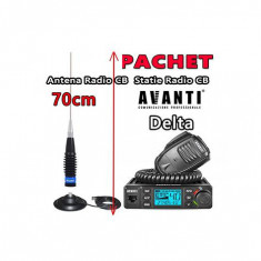 Statie Radio CB AVANTI Delta 15 Autosquelch 12V – 24V Roger Beep + Antena Radio CB Megawat ML70 cu Magnet Megawat 145PL