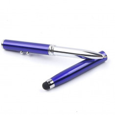 Stylus Pen albastru, cu 4 functii. Laser, Stylus, Lanterna si Pix foto