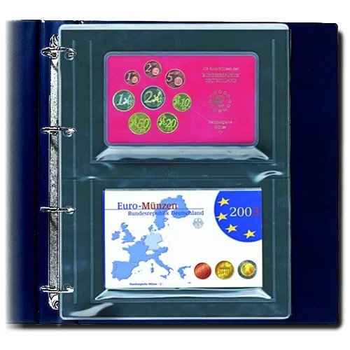 Set 5 folii pentru seturi de monede, Compact A4, cu 2 buzunare de 170 x 140 mm