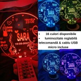 Lampa 3D Personalizata Nou-Nascut , Nume, Greutate, Ora Nastere, Cadou Bebe LED