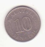 Malayesia 10 sen 1976, cablare &icirc;ngustă &icirc;n jurul marginii.