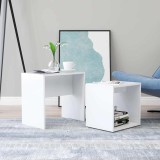 vidaXL Set măsuțe de cafea, alb, 48x30x45 cm, lemn prelucrat