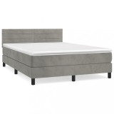 Cumpara ieftin Pat box spring cu saltea, gri deschis, 140x200 cm, catifea