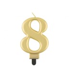 Lumanare aniversara model cifra, roz auriu metalic 8 cm-Tip Cifra 8