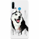 Husa silicon pentru Huawei P30 Lite, Husky Dog Watercolor Illustration