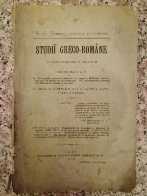 Studii Greco-romane Fascicula Ii Si Iii - N.g. Dossios , B175 foto