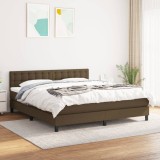 Pat box spring cu saltea, maro &icirc;nchis, 160x200 cm, textil GartenMobel Dekor, vidaXL