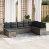 VidaXL Set de canapele pentru grădină cu pernă 8 pcs Gri Rattan poli 3345479