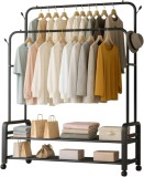 Suport pentru haine, cu roti, 120 cm din metal, Negru