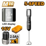 Mixer Vertical 16V 100W 5 Viteze Afisaj LED Lama Inox cu Acumulator 2Ah si Incarcator CHB048K