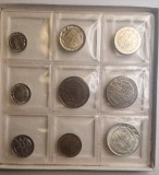 Set Monede Monetarie San Marino 1977, km#63 ,64 ,65, 66, 67, 68, 69, 70, 71, 500 lire argint, in cutie cu pliant, 9 monede, Europa