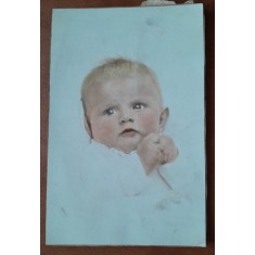Fotografie lipita pe carton, bebelus, inceput de secol XX