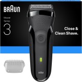 Aparat electric de ras Braun Seria 3 300S, 3 Lame Flexibile, Utilizare umeda/uscata, Proiectat in Germania, Gri