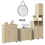 vidaXL Set mobilier de baie, 4 piese, stejar sonoma, lemn prelucrat 3325044