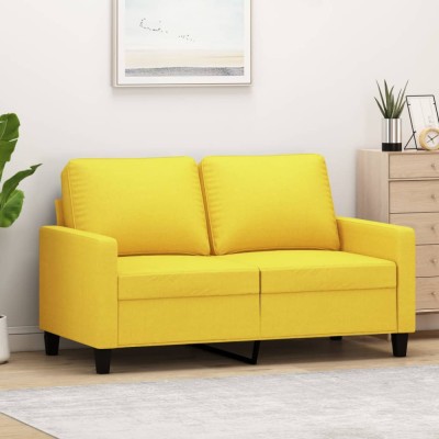 vidaXL Canapea cu 2 locuri, galben deschis, 120 cm, material textil foto