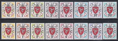Isle of Man 1973 - Taxe poștale, 2 Seturi COMPLETE (Tiparite 1973 și Retipărite 1973A), MNH foto