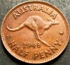 Moneda istorica HALF PENNY - AUSTRALIA, anul 1948 * cod 1467 A - GEORGIVS VI, Australia si Oceania