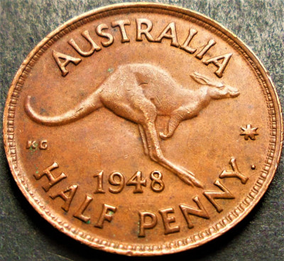 Moneda istorica HALF PENNY - AUSTRALIA, anul 1948 * cod 1467 A - GEORGIVS VI foto