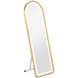 HOMCOM Oglindă &icirc;n picioare oglindă de perete oglindă pentru &icirc;ntregul corp inclusiv accesorii de fixare pe perete, 151,5 x 50 x 4 cm, Auriu | Aosom Rom