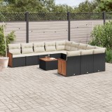 Gossi set canapele de gradina, 12 piese, cu perne, negru, poliratan