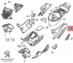 Carena laterala stanga spate originala Peugeot Speedfight - Speedfight 2 - Speedfight - WRC - X-Race - X-Team 2T 50-100cc (galbena) foto
