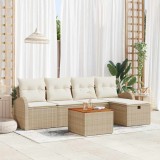 Cumpara ieftin Set de canapele pentru grădină cu pernă 6 pcs Bej Rattan poli