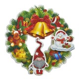 Autocolant Decorativ Crăciun, 3D, Coronită Gnome, Glitter, Multicolor, 15x15cm, Oem