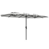 Outsunny Umbrelă Dublă de Grădină 4.6x2.7 m, Umbrelă de Exterior cu Manivelă, Husă Protectoare, 12 Spițe, Anti UV 50+, pentru Terasă Balcon Piscină Gr