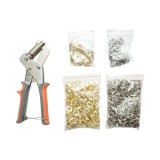Cleste pentru montat ocheti metalici 10 mm cu 500 capse aurii si argintii