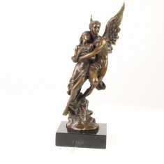 Cupidon si Psyche - statueta din bronz pe soclu din marmura YY-55