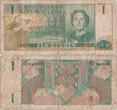 1954 (8 XII), 1 gulden (P-11a) - Noua Guinee Olandeză! foto